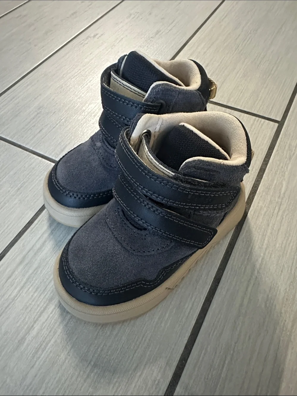 UGG Navy Suede & Leather Double-Strap Walker Sneakers